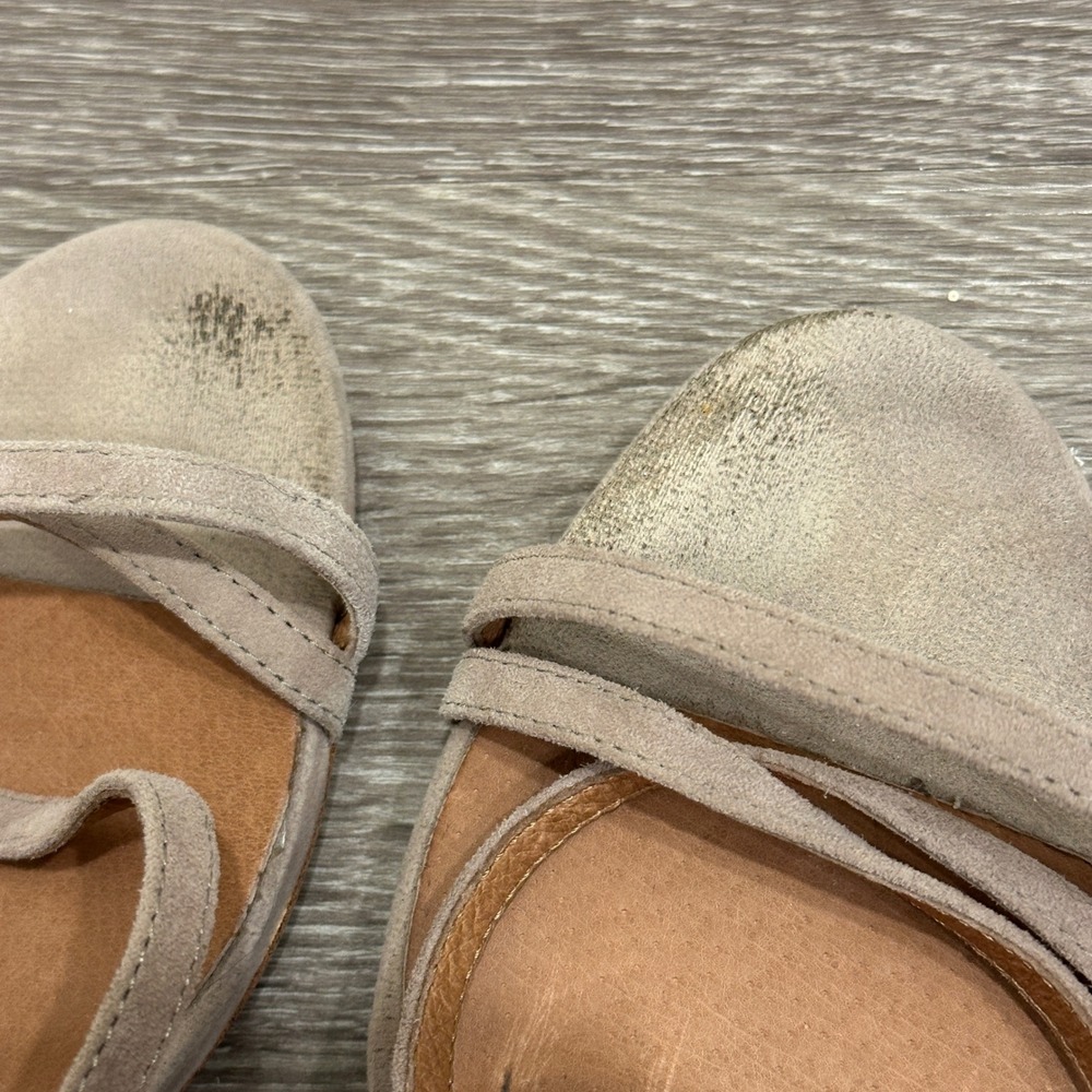 Jeffrey Campbell Despina Taupe Suede Strappy Tassel Block Heel 9.5 Boho Festival - Picture 8 of 12